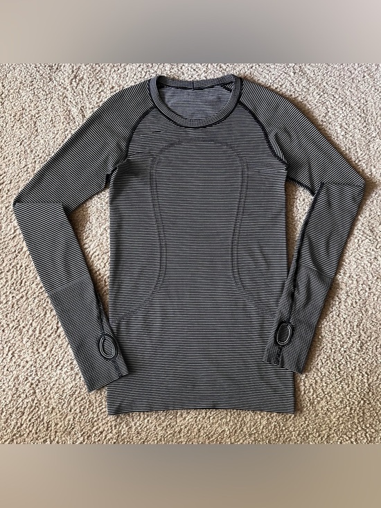 Lululemon Swiftly Tech Striped Long Sleeve Crew White / Black Size 4 - Picture 7 of 10